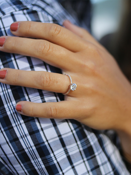 Lab Grown Diamond Engement Ring on Womens Hand